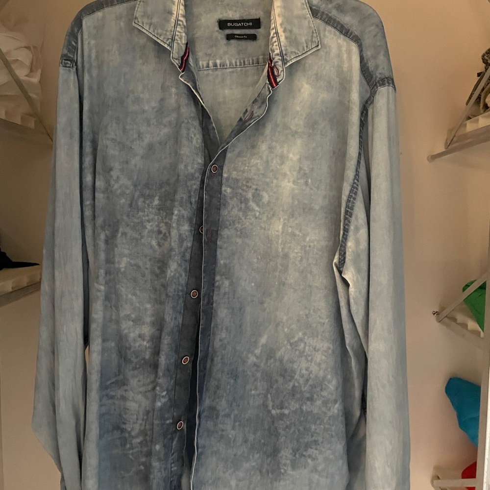 Bugatchi blue Denim Button-Up Shirt